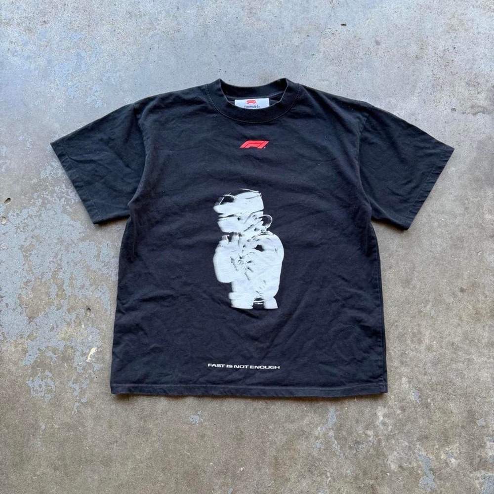 Vintage Y2K Black Formula 1 racing tee size M